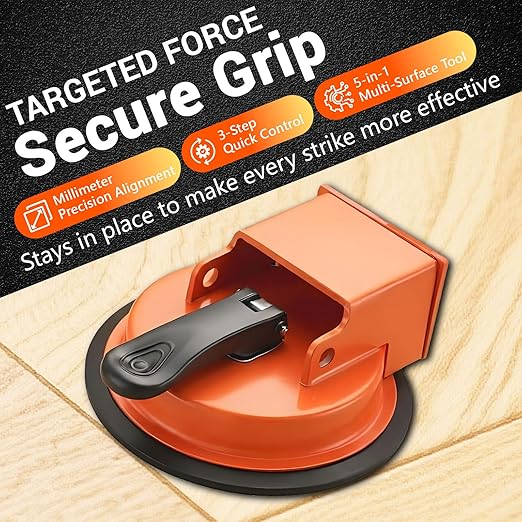 Floor Gap Fixer Tool, Plank Grabber Floor Fix Pro for Laminate, Wood, Tile & Vinyl Flooring - Heavy-Duty Aluminum Alloy Tool with Suction Cup & 5 Nano Pads, Family