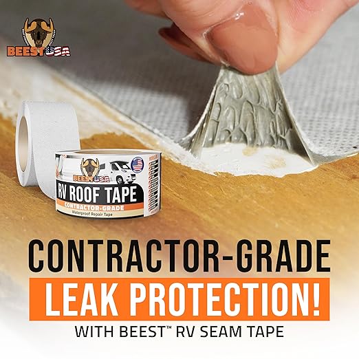 BEEST RV Roof Tape 4"x25", Waterproof Tape, RV Roof Sealant - Patch, Repair, Seal Leaks & Seams Permanently - Roofing Patch for EPDM, TPO, Metal - Contractor Grade Roofing Sealant for Leak Protection