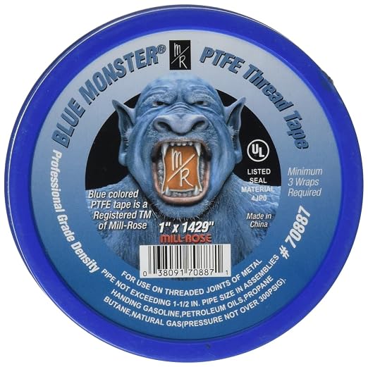 Mill-Rose Millrose Blue, 1-Inch 70887 Monster PTFE Pipe Thread Sealant Tape, x 1429-Inches (Pack of 6)