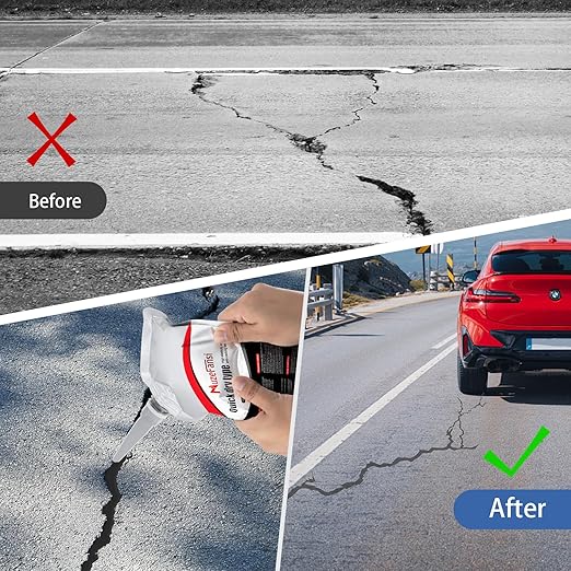 4 Pack Asphalt & Concrete Crack Filler, Fast-Dry Driveway Joint Sealant for Slabs, Patios & Pavement, Weather-Resistant Repair Adhesive