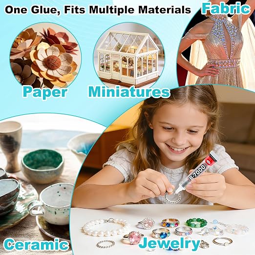 60 Tube B-7000 Glue 15Ml/0.5 fl oz- Strong Transparent Rhinestone Glue with Precision Tip, Waterproof, Flexible, Bulk B7000 Glues Paste Adhesive for DIY Craft Jewelry Making Shoes Phone Repair