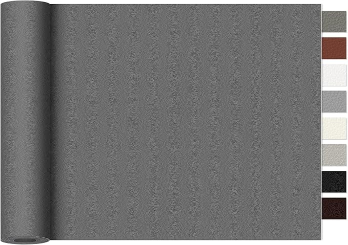 Leather Repair Tape,16 x 30 Inches Self Adhesive Leather Repair Patch，Leather Repair Kit for Furniture，Couches,Car Seats,Cabinets,Handbags(Fine-Grain Dark Gray)