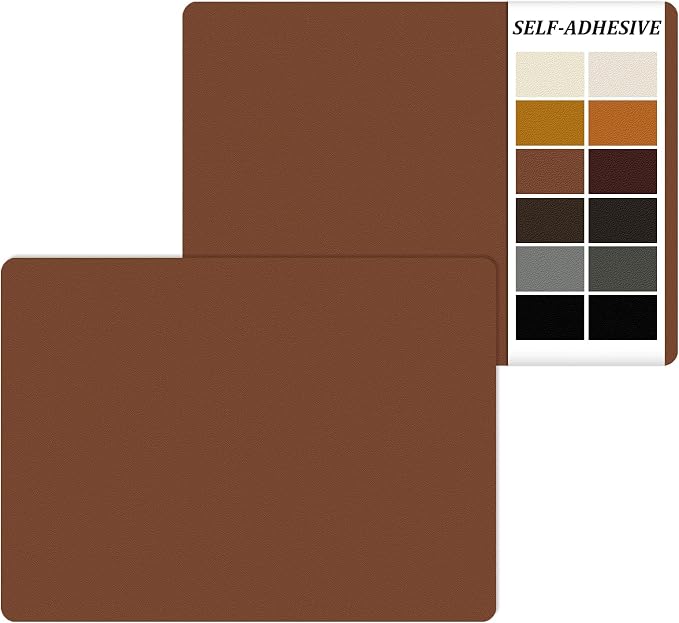 IANZE 2Pcs Leather Repair Patch, Self Adhesive Leather Repair Patch for Car Seats, Couches, Furniture, Sofa, Handbags, Office Chair (Brown)