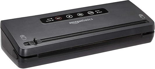Amazon Basics Vacuum Sealer Machine for Food Preservation with Dry/Moist Mode, Built-in Cutter and Air Suction Hose, Black
