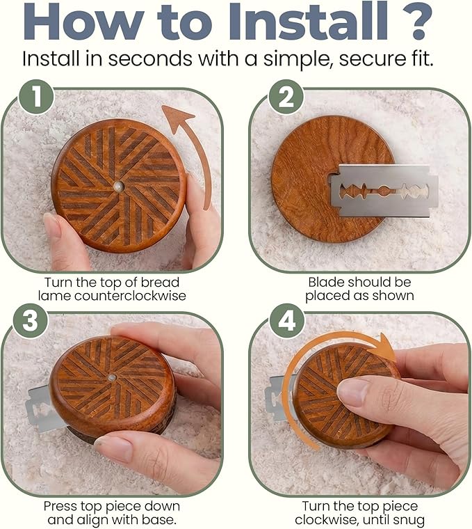 Crafted Rose Wood Bread Lame Slashing Tool, Dough Scoring Knife with 10 Razor Blades and Storage Cover, Dough Scoring Knife, Lame Bread Tool for Sourdough Bread Slashing