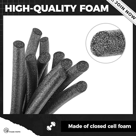 MotiMind 1 Inch x 25 ft Foam Backer Rod for Gaps Joints Concrete Crack Filler Caulk Saver Bulk Foam Backing Rod Concrete Filler Rope for Weather Stripping Door Seal (Black)