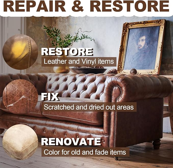 Leather Recoloring Balm, Leather Repair Kit, Leather Dye, Leather Color Restorer, Leather Scratch Remover, Leather Couch Paint, Repair, Leather Scratch Repair, Leather Restorer(Black)