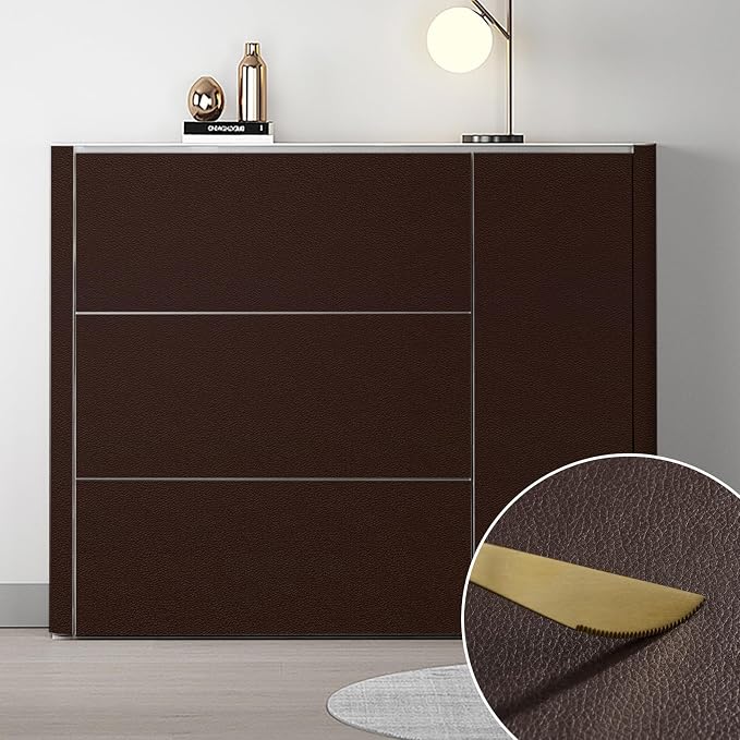 Leather Repair Patch 15.7x40 inch Large Self-Adhesive Vinyl DIY Leather Repair Kit for Sofa Car Seats Chairs Shoes Bags Damaged Furniture (Deep Brown)