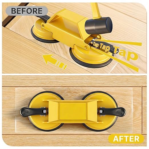 Floor Gap Fixer Tool Heavy Duty 45°Striking Surface Floor Gap Repair Tool Made of Iron & Enhanced Suction Cup with Slot Cutter, Hammer and 5pcs Sticky Pads for Fixer Laminate/Vinyl Flooring Tools