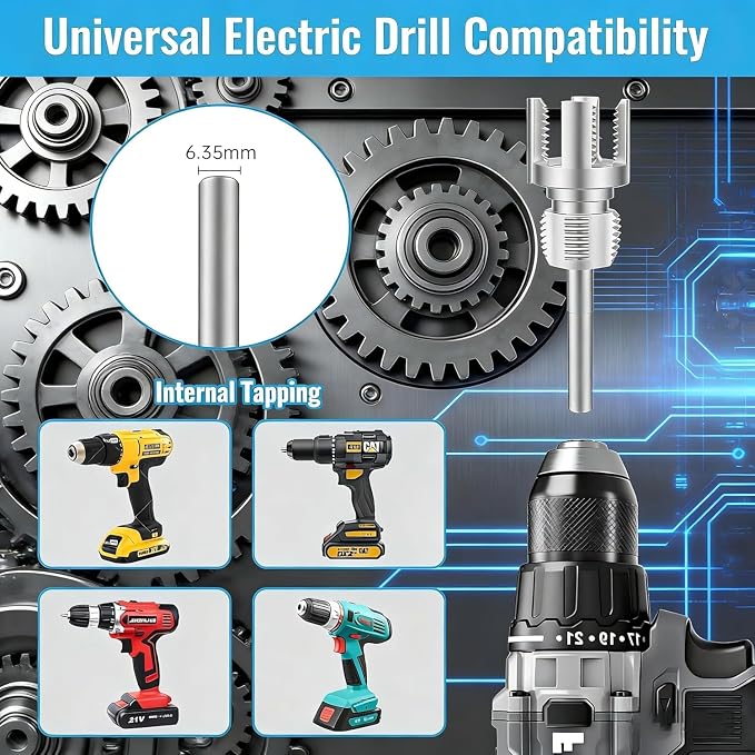 3 PCS Integrated PVC Pipe Threading Tool, Premium Carbon Steel Dual-Function Internal & External Pipe Threader for 1/2", 3/4", 1" Sizes PVC Pipes Suit for All Electric Drills (1/2"+3/4"+1")