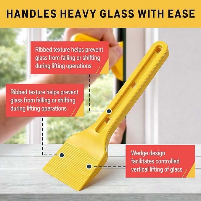 Feekoon Plate Glass Lifting Tool & Silicone Caulk Finishing Set, Window Glazing Positioning and Caulk Shaping Tools, for Window, Door & Panel Installation