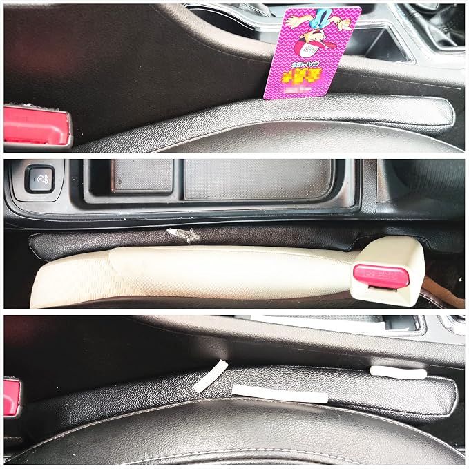 Leather Seat Gap Filler, No Drop Seat Guard Universal for Car SUV, Truck to Fill the Gap Between Seat and Console Black Crevice Plug Blocker Stopper Spacer Catcher 2 Pack LB