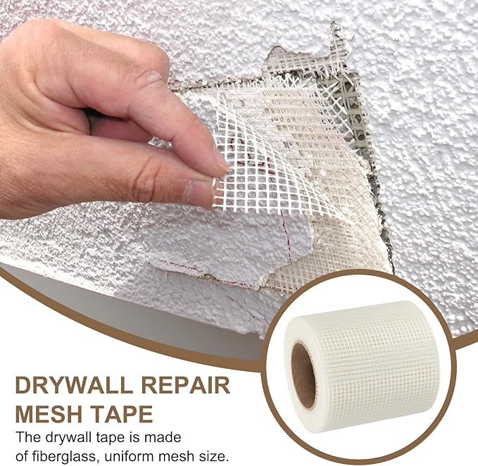 PATIKIL Drywall Repair Mesh Tape, 6 inch x 164 ft Fiberglass Repair Patch Self-Adhesive Dry Wall Joint Tape 6 Mesh Wall Hole Crack and Seam Patch, White