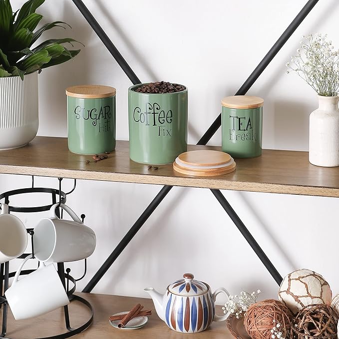 DII Kitchen Accessories Retro Collection, Ceramics, Canister Set, Artichoke, 3 Piece