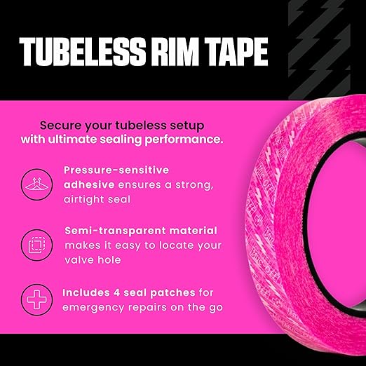 Muc-Off Tubeless Rim Tape, 28mm - Adhesive Bike Tire Liner, Tubeless Tape for MTB/Road/Gravel Bikes - Tubeless Kit including 10m Roll of Bike Tape