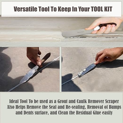 A2Z Scilab Brand Engineering Classic Offset Caulk Tooling Spatula, Stainless Steel (5 Inch Long Offset Blade)