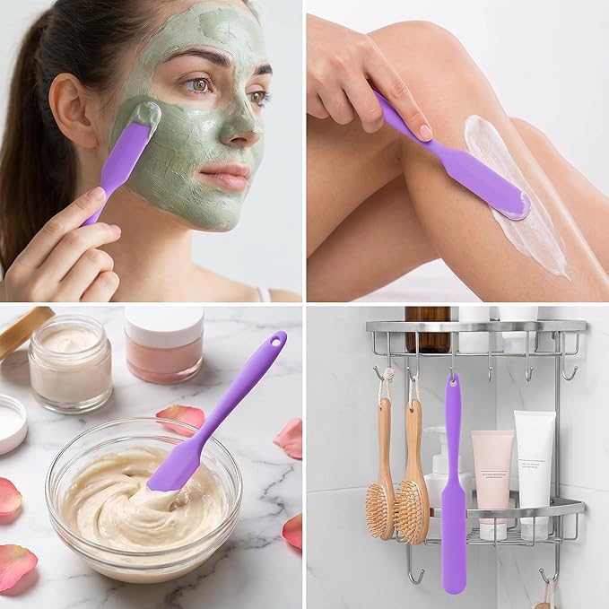 Patelai Non Stick Wax Spatulas Silicone Waxing Sticks Waxing Applicator Hair Removal Large Reusable Scraper Large Area Hard Wax Sticks for Home Salon Body Use Mixing Resin(Purple)