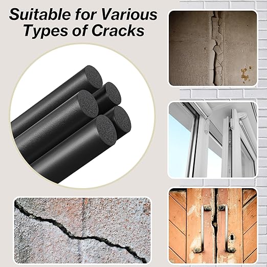 10FT Backer Rod 1/4 Inch Diameter Rubber Caulk Concrete Expansion Joint Filler Black Rubber Caulk Saver Weather Stripping for Gaps and Joints Filling(1/4 Inch x 10FT)
