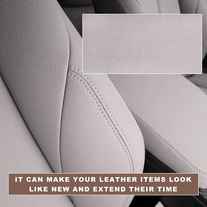 2 PCS Leather Repair Patch Tape, 4 x 8 Inch Self-Adhesive PU Vinyl Repair Kit Cuttable Patches, Portable Super-Thin Leather Patch Tape for Repairing Car Seats Sofas Chairs (Light Gray)