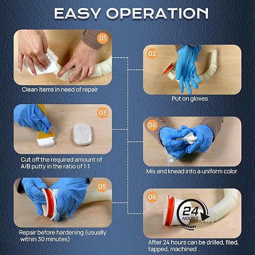 Boncart Epoxy Putty, 200g Fast Repair AB Epoxy Putty, High-Strength Two-Part Filler for Metal, Wood, Tile, Ceramics, Multi-Purpose Sculpt Clay for Bonding, Repairing, Sculpting (White)