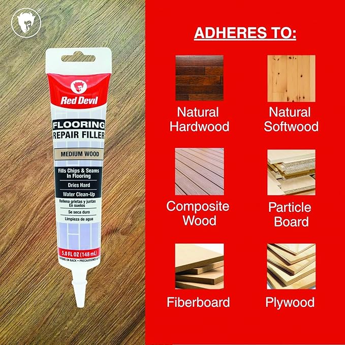 Red Devil 056025 Flooring Repair Filler, 5 oz., Medium Wood, 1 Pack