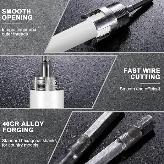 2 Pcs Pipe Thread Cutting Tool Integrated Internal & External Pipe Threading Tool Electric Drill Compatible PVC Tube Threader Kit, 1/2", 3/4", 1'' Tube Sizes Rethreading Kit(2 Sizes, Silver)