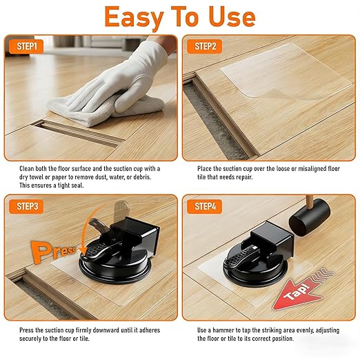 Floor Gap Fixer Tool – Fix Floor Gaps in 2 Steps, 5 Sticky Pads for Textured Floors, 110 lbs Impact Resistance, Professional Plank Puller for Smooth Surface Wood Tile Hardwood Floor Gaps