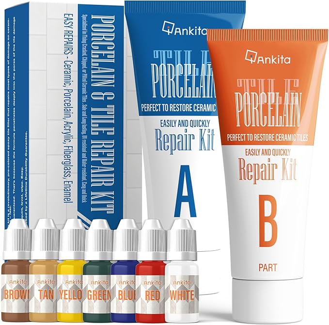 Tile Repair Kit, Ceramic Tile Repair Kit for Chips & Crack (Color Match), Porcelain Tile Chip Repair Kit with Super Strong Adhesion, Floor Tile Crack Repair Filler for Chips, Holes on Ceramic