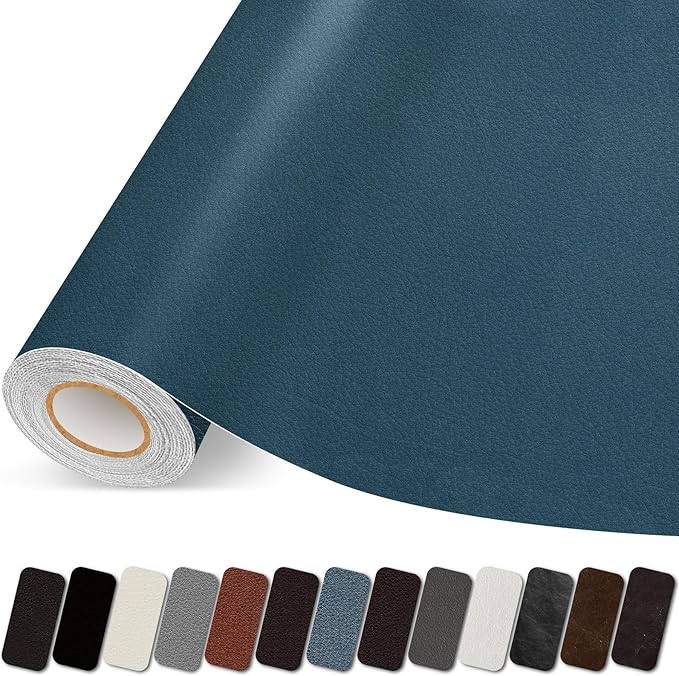 Leather Repair Patch, 17X79 Inch Self Adhesive Leather Repair Tape, Large Vinyl Patch Kit for Couches, Sofa, Furniture, Car Seats, Office Chairs, Cabinets, Handbags（Blue, 17X79 Inch）