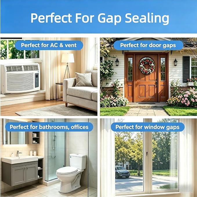 Litaibai Heavy Duty Transparent Window Sealing Tape, 2" x 33ft 20 Mil Air Conditioner Window Seal, No Residue Summer Insulation, Blocks Pollen & Dust, Prevents Cold Air Leakage, Door & Window Seal Kit