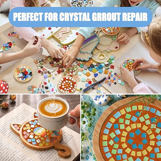 Mosaic Crystal Grout, Mosaics Tile Tools, Mosaic Tile Accessories – Essential for Handmade Grouting and Perfect for DIY Craft Projects (Orange Red, 4.5oz)