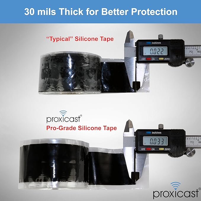 Proxicast Pro-Grade Extra Strong 30mil Weatherproof Self-Fusing Silicone Rubber Sealing Tape For Outdoor Antenna Coax & Electrical Cables, Hose/Pipe Leaks & Emergency Repairs (1.5" x15' roll) - Yellow