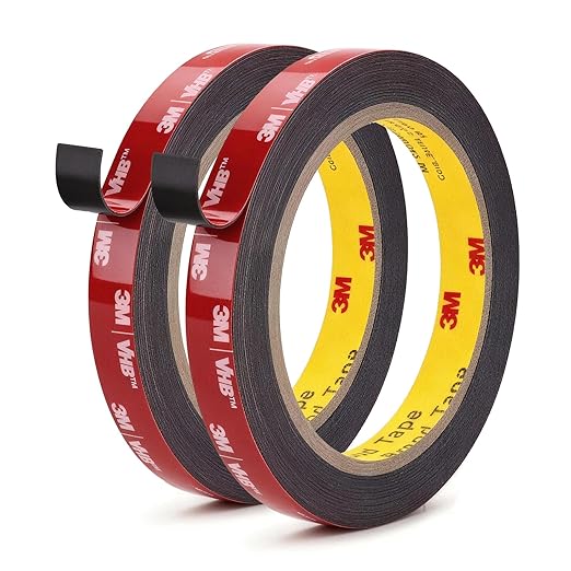 3M Double Sided Tape 0.5" ×18ft 5925 Black Mounting Tape Heavy Duty Waterproof Foam Tape Strong Adhesive for RV LED Strip Light Décor(2 Pack)