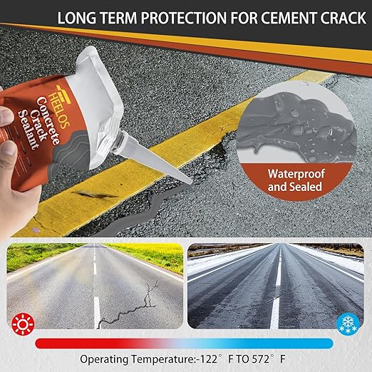 Concrete Crack Filler Self Leveling,6 Pack Slab Concrete Crack Sealant, High Elasticity Cement Crack Filler Repair Sealer, Waterproof Sealing Caulking Adhesive for Driveway, Patio, Sidewalk(Grey)