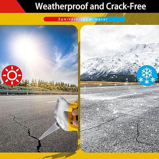 Asphalt Crack Filler Black, 4 Packs Self-Leveling Driveway Crack Filler, Waterproof Concrete Crack Filler & Cement Crack Filler for Long-Lasting Concrete Repair, Quick-Drying Asphalt Sealant