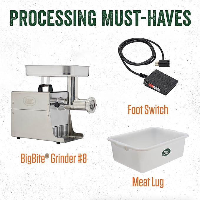 LEM Products Ground Meat Packaging System, Poly Bag Sealer Machine with Tape, 50 Wild Game Meat Bags, Freezer-Ready Packing Kit for Meats, Ground Beef, Deer Processing