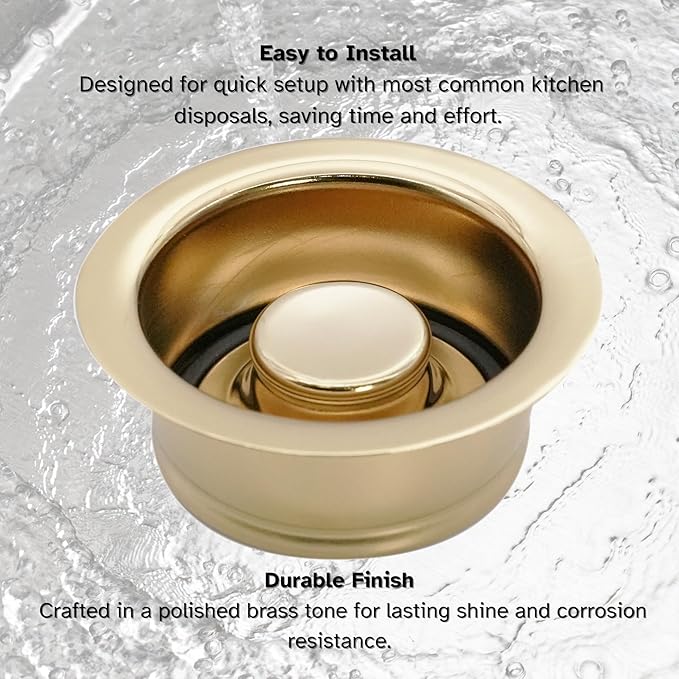 Westbrass D2089-01 4-1/4" Kitchen Sink Waste Disposal Drain Flange and Stopper, Polished Brass
