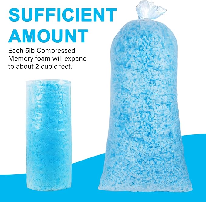 DR.DUDU 20 lbs Bean Bag Filler Foam, Shredded Gel Memory Foam Filling, Premium Soft and Comfortable Pillow Stuffing Foam for Couch Cushion Dog Bed Chair Arts Crafts Stuffed Animal