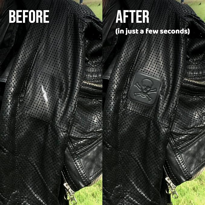 MastaPlasta Instant Self-Adhesive Premium Leather Repair Patch. Black Pirate 2 x 2 Inch (5cm x 5cm). DIY Upholstery-Quality Patches for Couches, Car Interiors, Bags