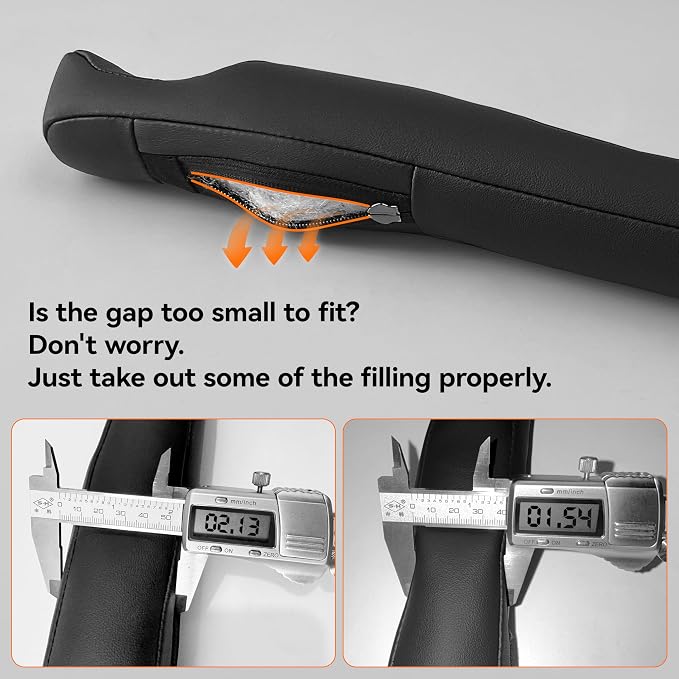 2PCS Leather Car Seat Gap Filler organizer,Gap plug box for car seat space,fill between gap strip,Fits gaps 3.5-6cm(1.4-2.4 in) wide(Beige)