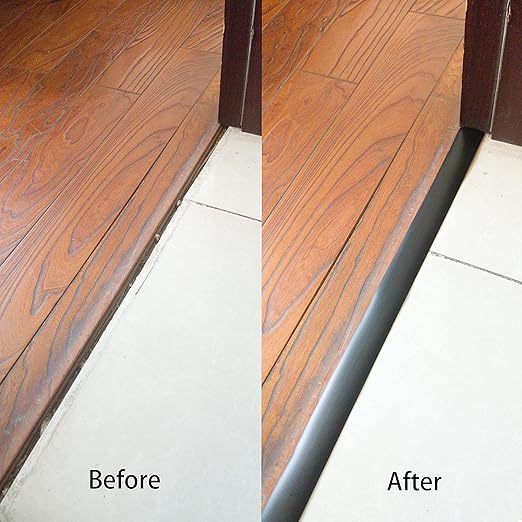 Floor Transition Strip Self-Adhesive Cover Strips Threshold Repair Floor Gap Vinyl Flooring Transitions Laminate Floor Flat Divider Strip Minimalism Oak Wood Grain Design 6.6FT (4cm, Pure Black)