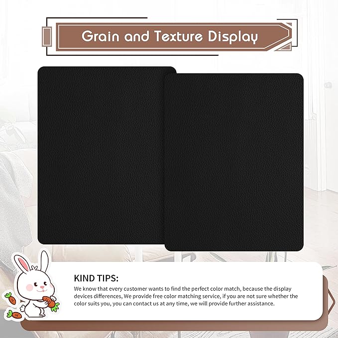 KING MOUNTAIN Leather Repair Patch,2 Packs 9 x 11 Inches self Adhesive Leather Repair Tape for Damaged Leather Furniture, Sofa Seating,Car Seats, Leather Goods(Black)