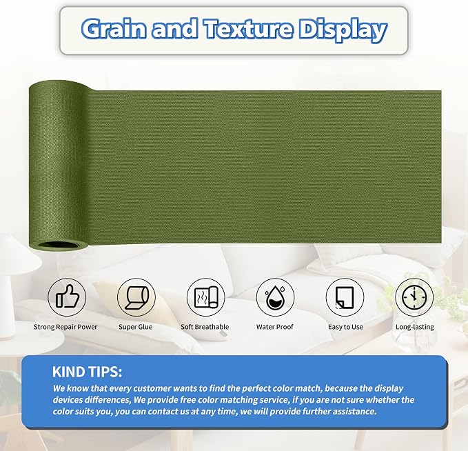 KING MOUNTAIN Canvas Repair Tape,Outdoor Gear Patch, 4×63 Inches,Waterproof,Self-Adhesive for Repairing Boat Covers,Sun Shades,Sofas,Tents,Lounge Chairs,Awnings (Grass Green)