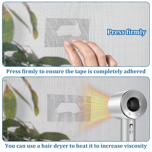 Window Screen Repair Tape 2 in x 40 FT Fiberglass Strong Adhesive Screen Patch, Waterproof Mesh Repair Kit for Window & Door Screen Holes Tears - Black