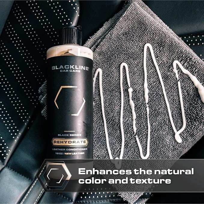 Blackline Car Leather Cleaner and Conditioner Care Kit - 2 (16 Fl Oz) Bottles - Effectively Cleans and Conditions Leather Car Interiors, Shoes, Boots, Bags, Furniture, Apparel and More