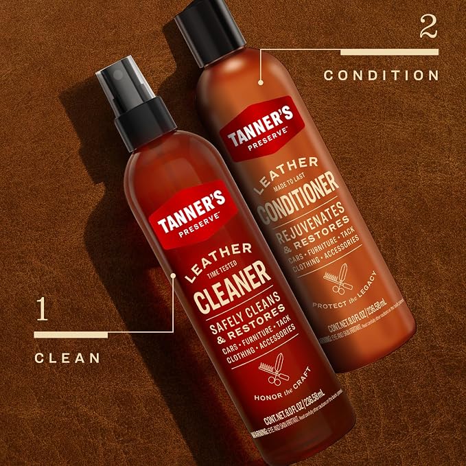 Tanner's Preserve Leather Conditioner for Finished Leather, Restores & Protects Auto Seats, Furniture & Tack, 8 fl oz