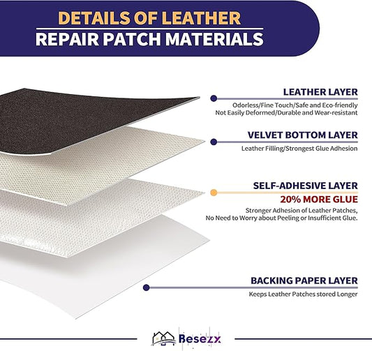 Leather Repair Patch Tape Kit, Self Adhesive Leather Repair for Furniture, Couch, Sofa, Car Seats,Office Chair,Vinyl Repair Kit.30inx16in