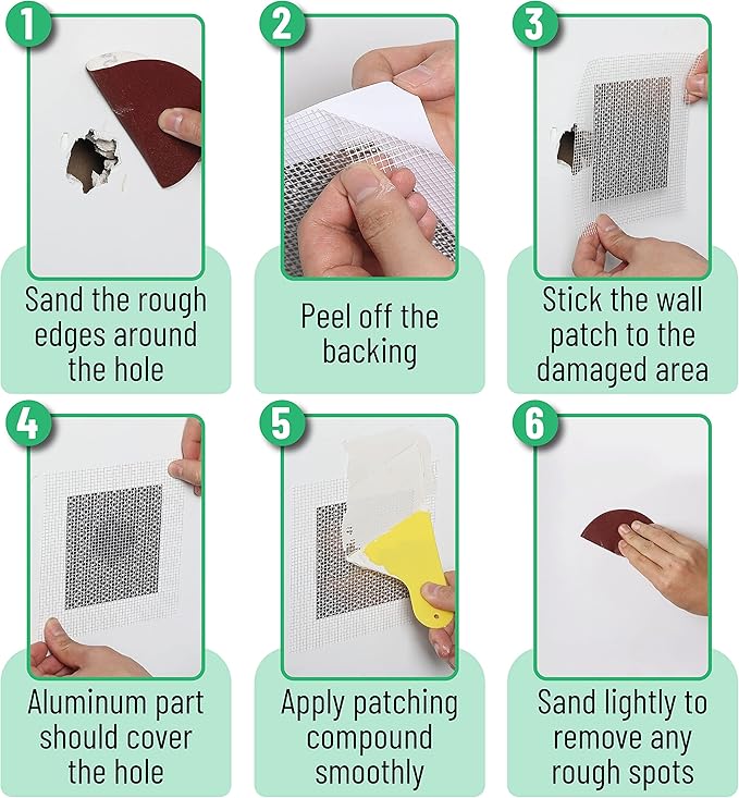 Bates- Drywall Repair Kit, 6 pcs, 10 Inch, Dry Wall Patch Kits, Plaster Wall Repair Patch Kit, Wall Patch Repair Kit, Drywall Hole Patch, Wall Hole Repair Kit, Drywall Patch Hole, Drywall Patch Kit