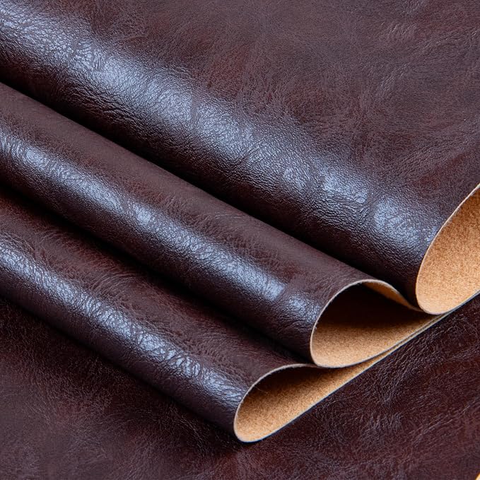 Faux Leather Fabric Sheet, 36 x 54 Inches, Texture Synthetic Material for DIY Crafts, Leather earings,Upholstery, Automotive, Sofa Projects Individual 1 Yard Cut (Dark Brown, One Yard)