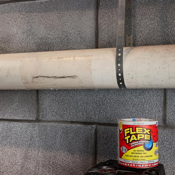 Flex Tape, Original Thick Flexible Rubberized Waterproof Tape - Seal and Patch Leaks, Works Underwater, Indoor Outdoor - Home RV Roof Plumbing and Pool Repairs, Clear, 8 in x 5 ft, Pack of 1